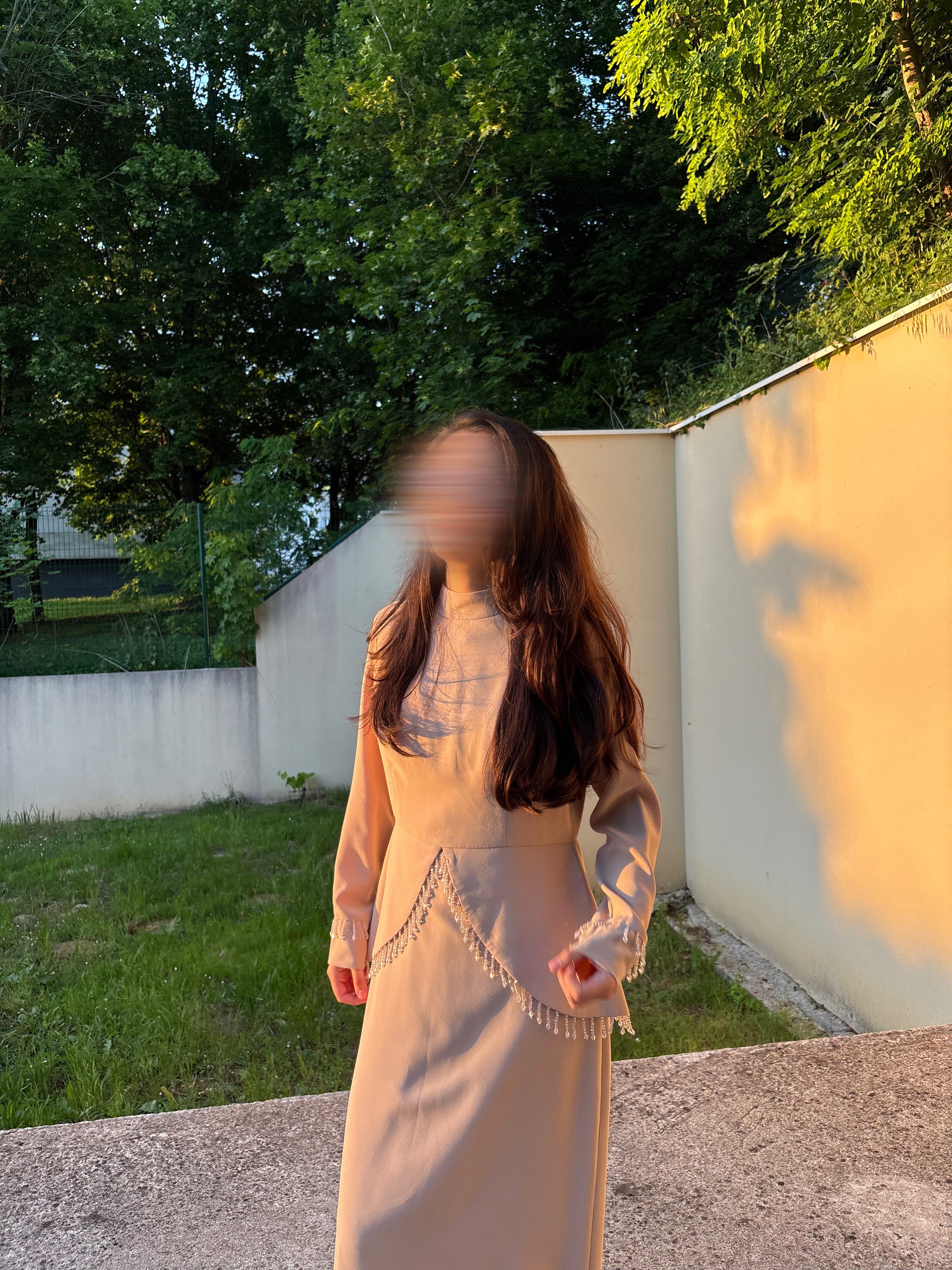 Robe de soirée beige