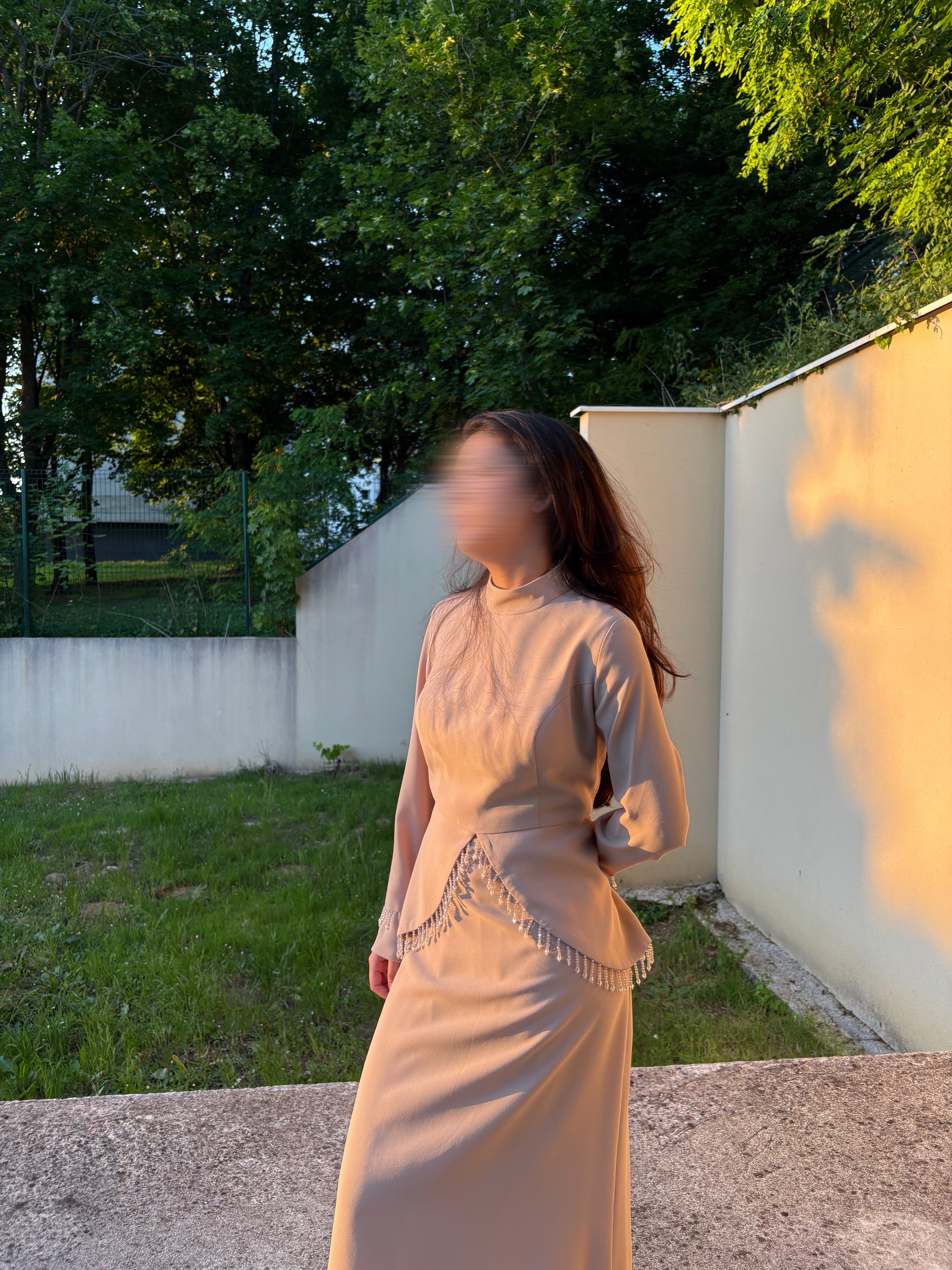 Robe de soirée beige