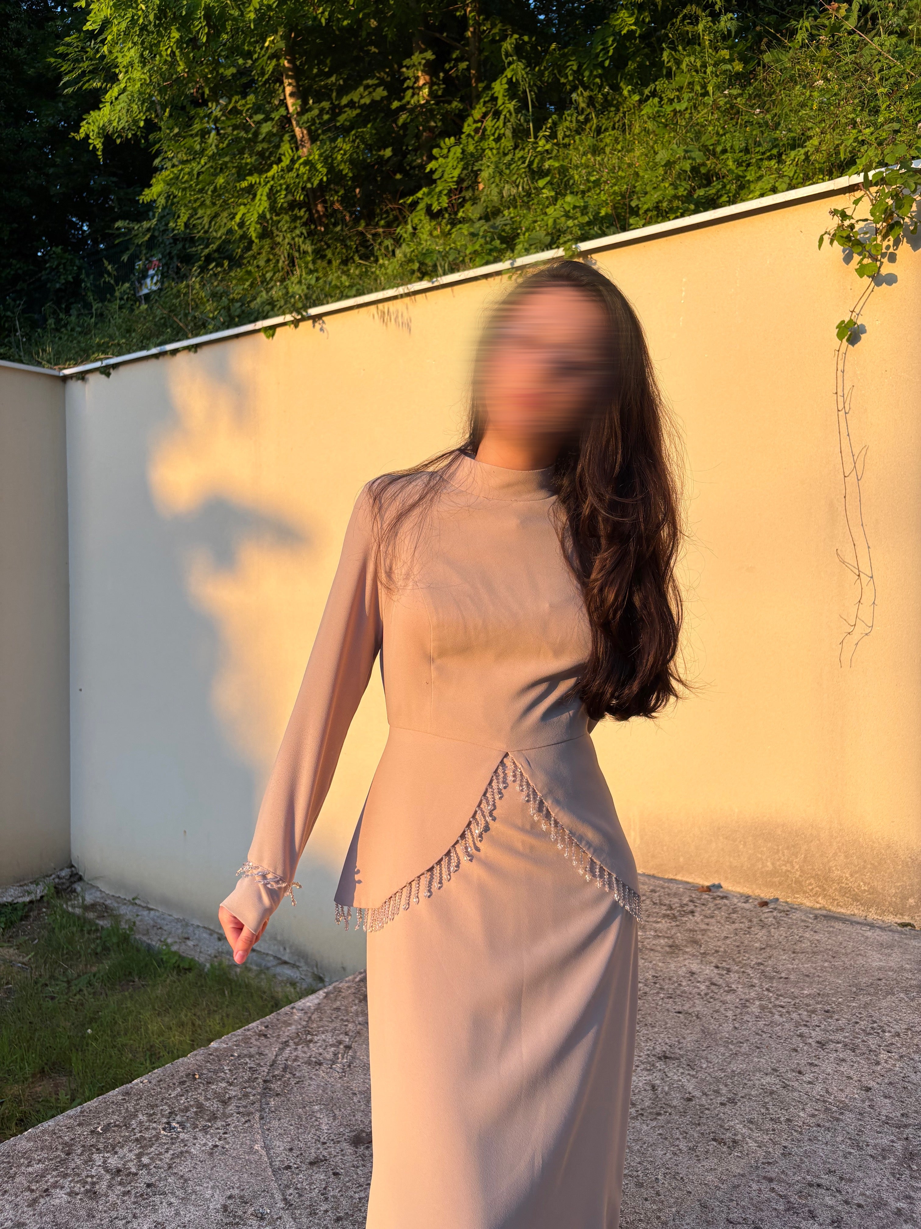 Robe de soirée beige