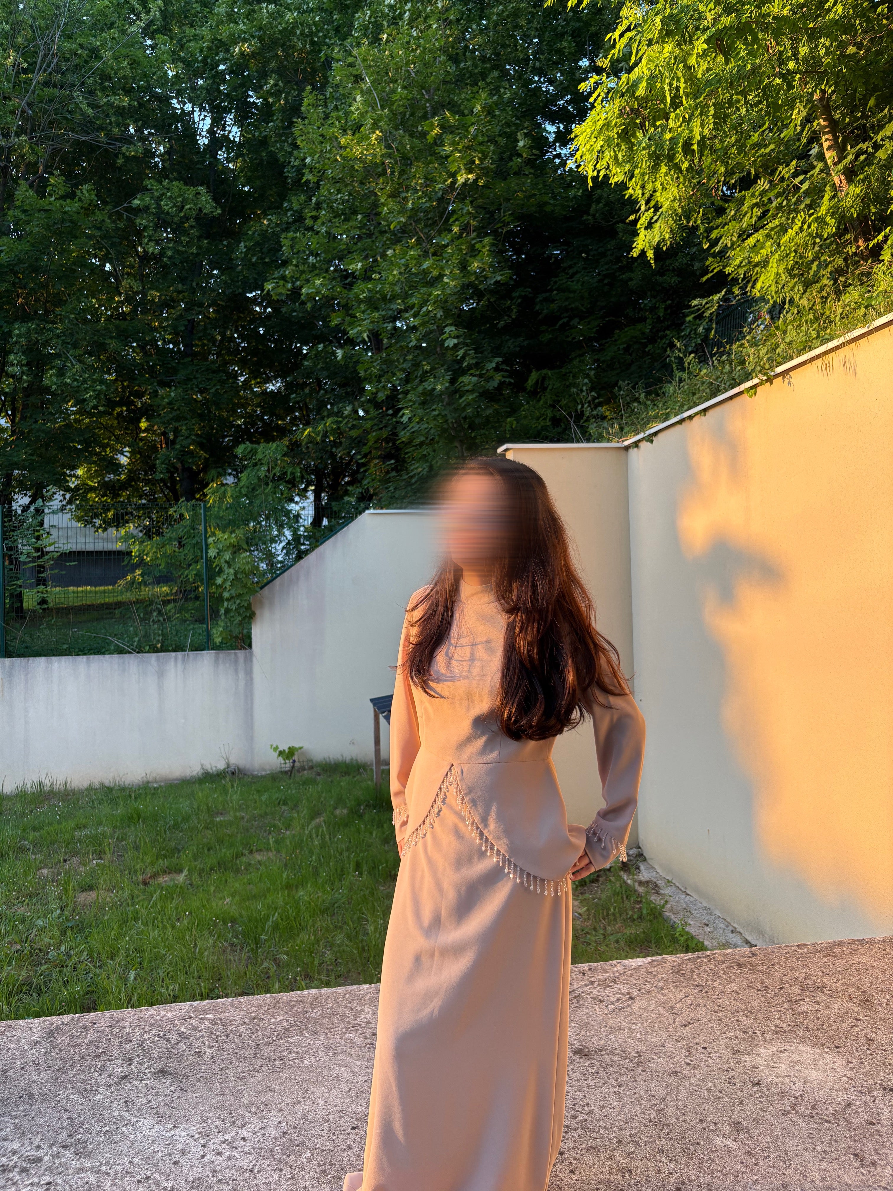 Robe de soirée beige