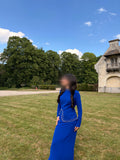 Robe de soirée bleu roi avec cape amovible