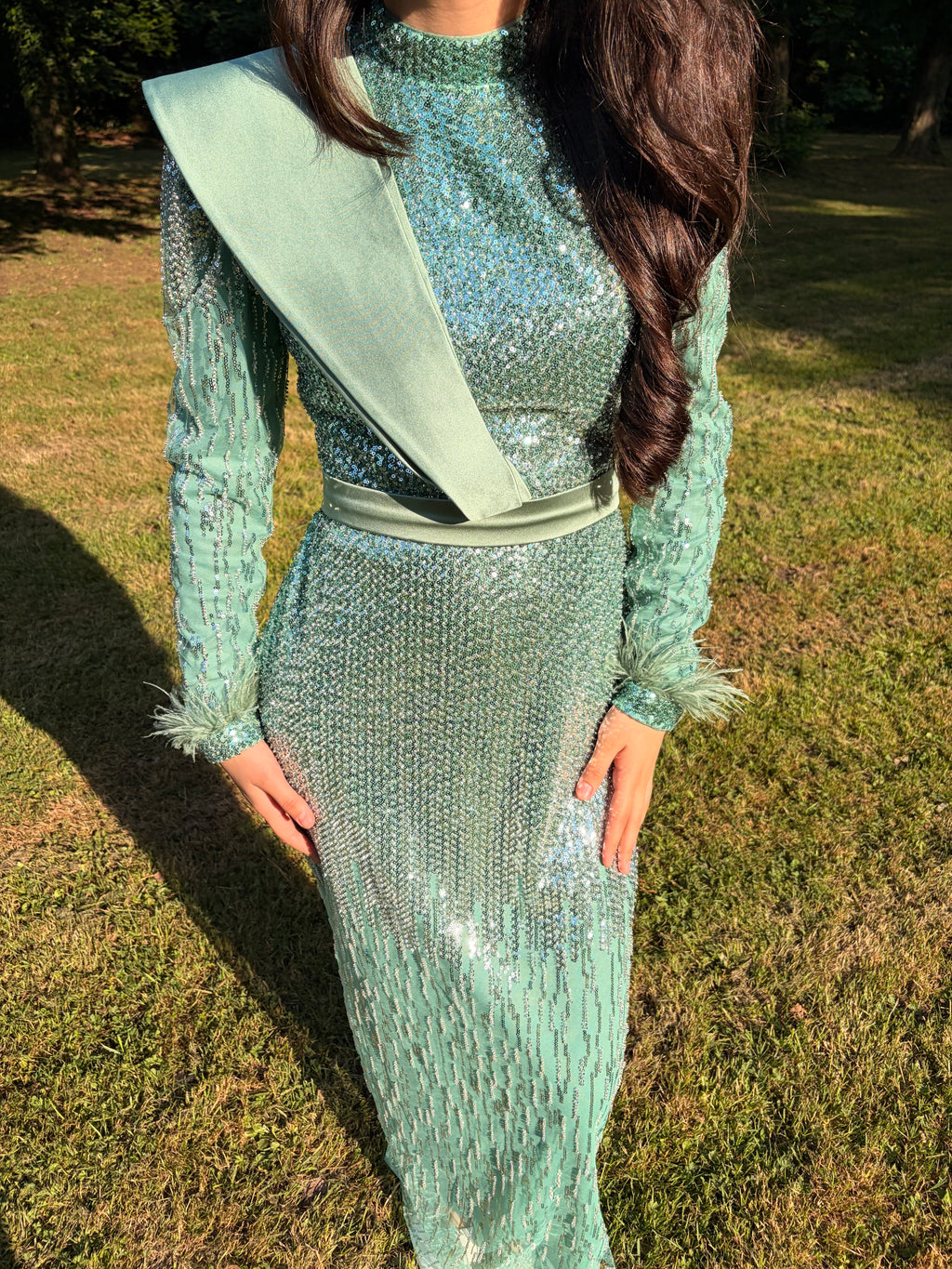Robe de Soirée Scintillante Turquoise
