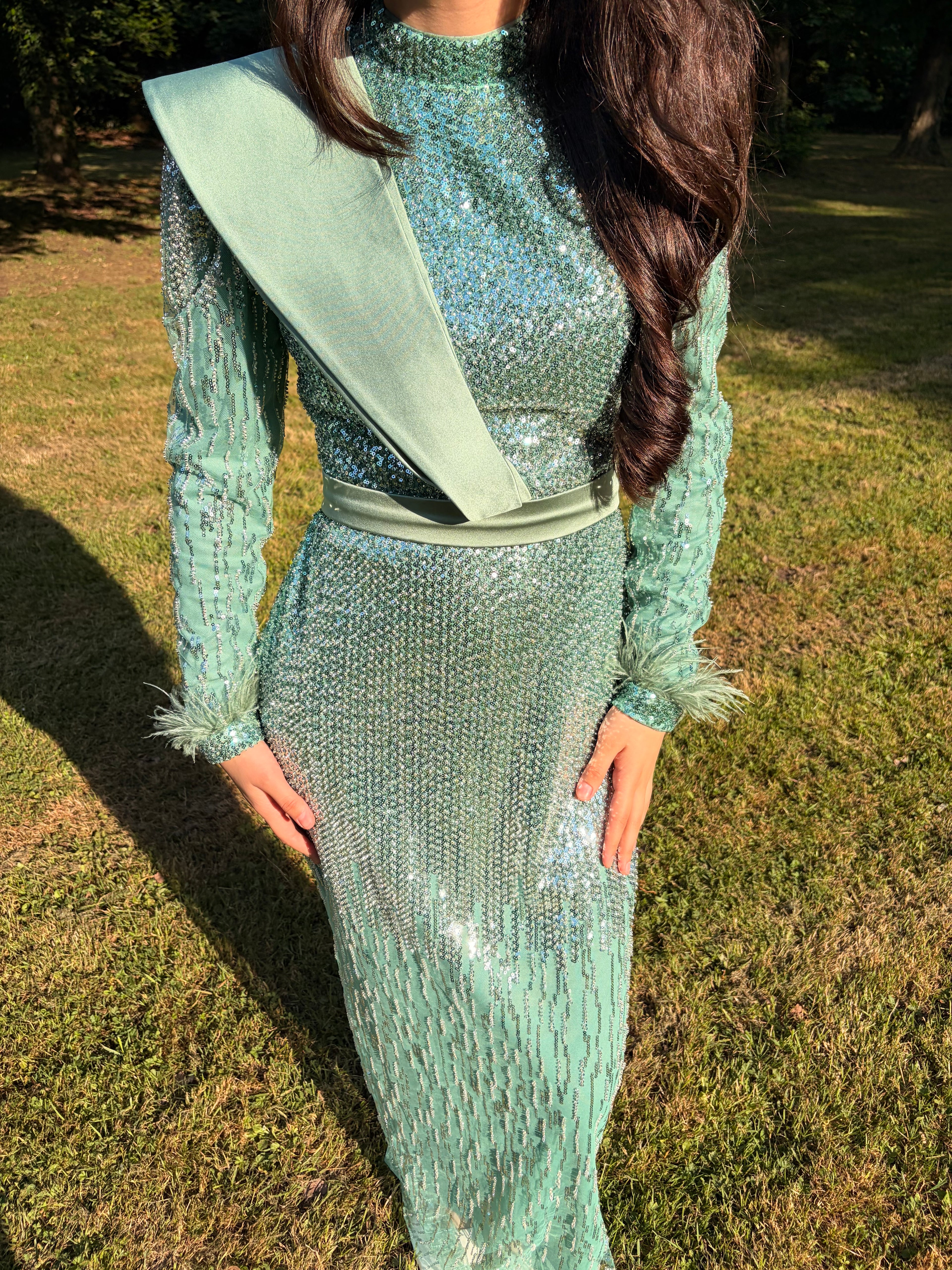 Robe de Soirée Scintillante Turquoise